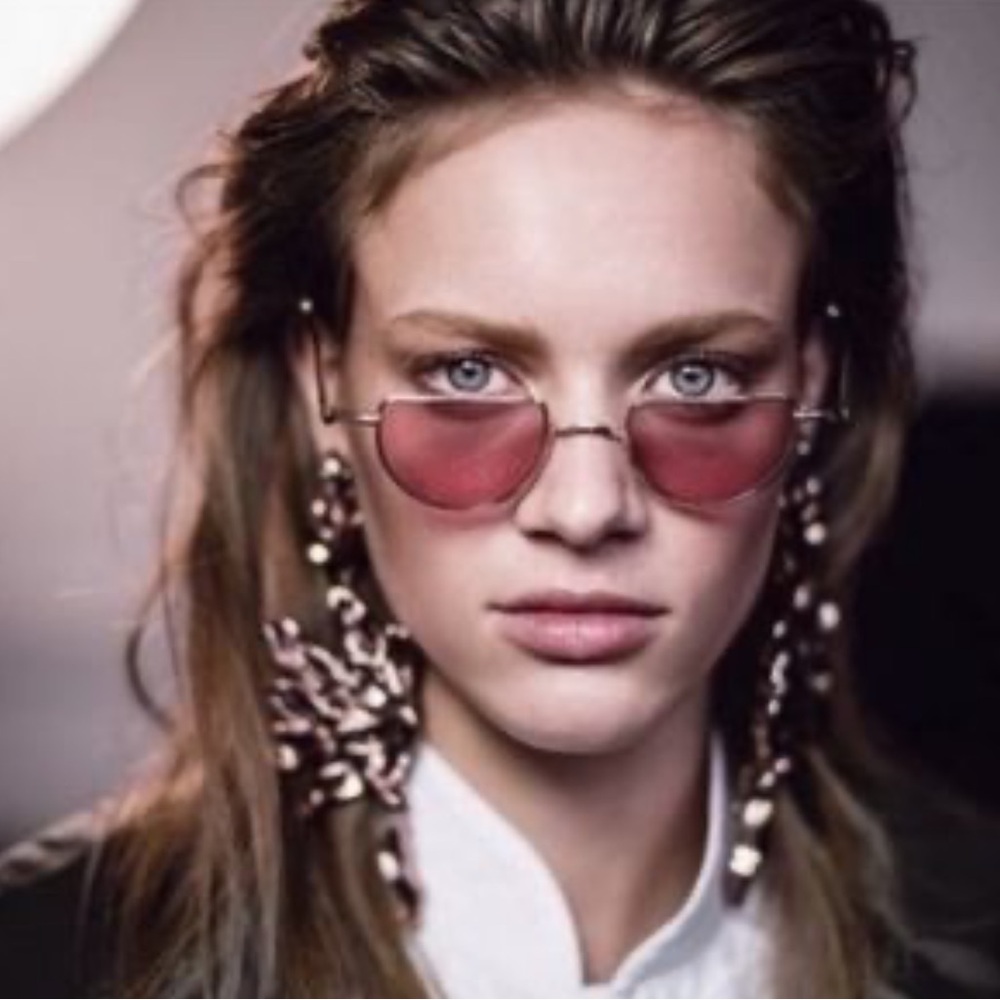 Chloe Half-Rim Sunglasses Pink